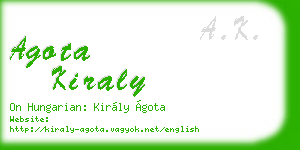 agota kiraly business card